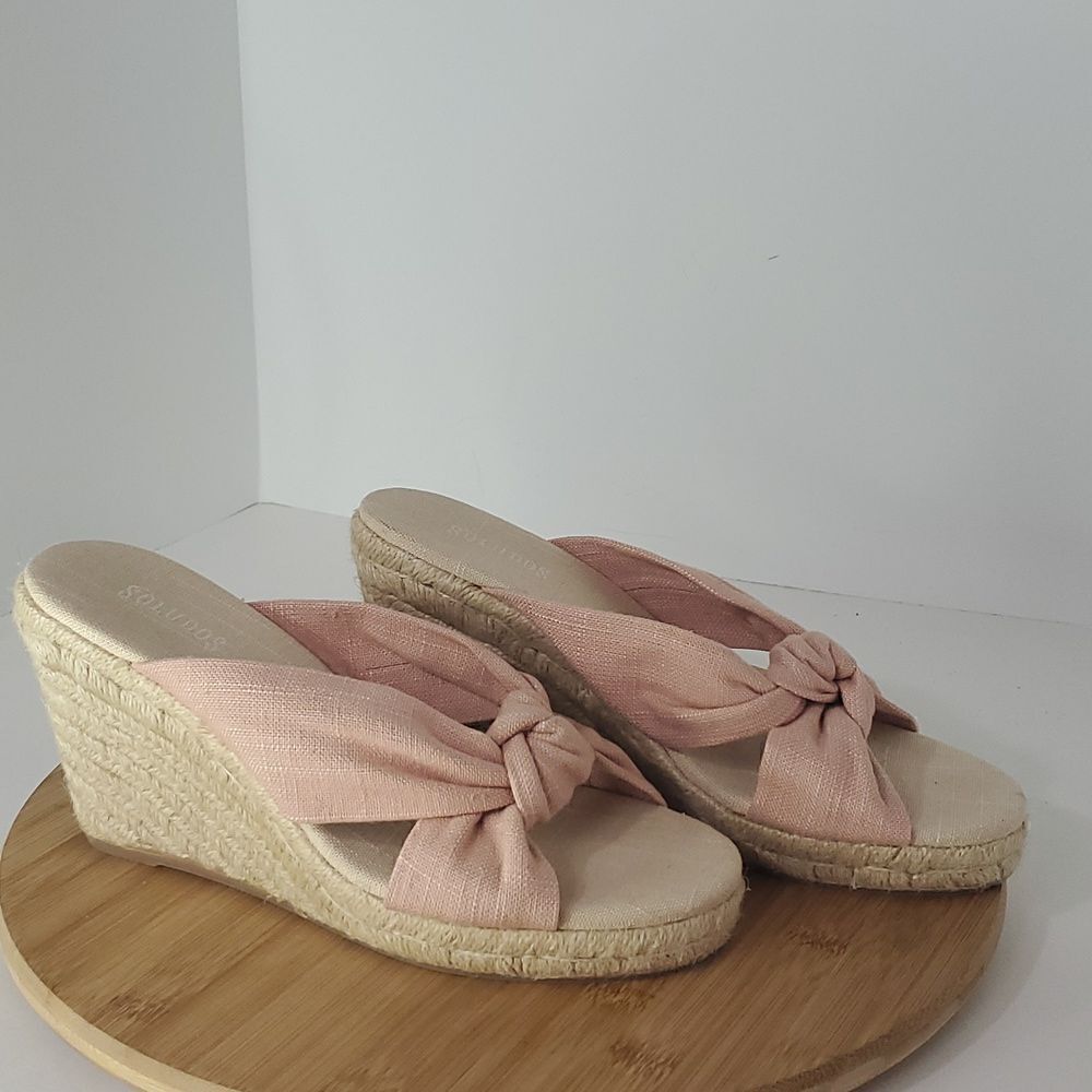 Soludos Knotted Wedge Espadrille Sandal Pink Women's Size 9